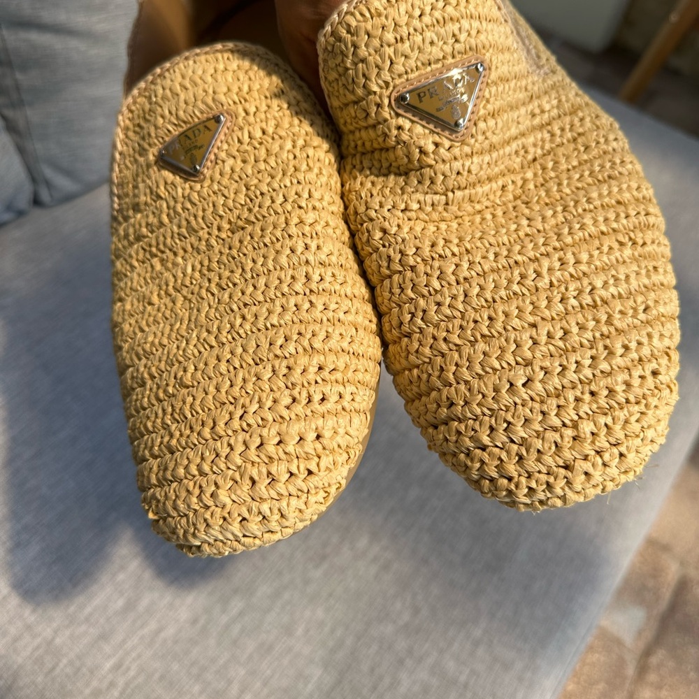 Prada Beige Woven Men's Slip-Ons - Picture 5 of 5